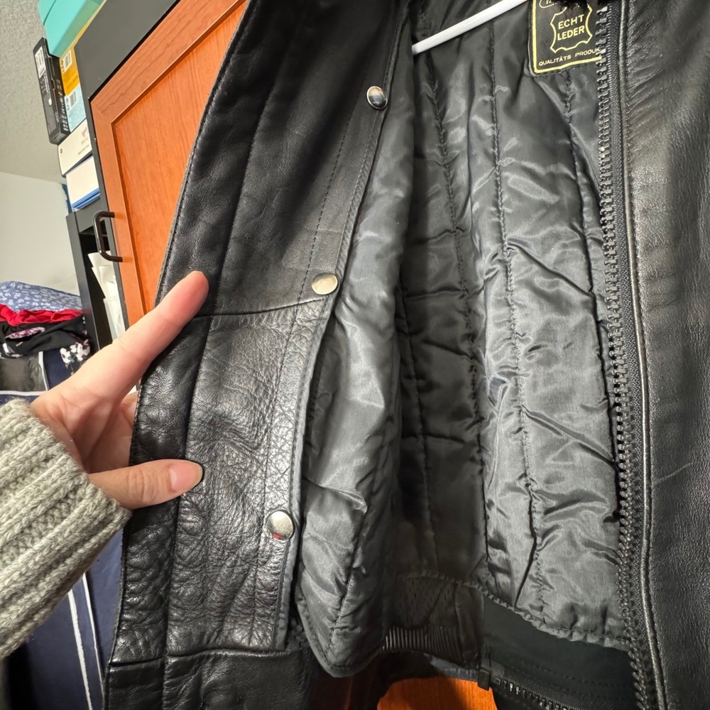 Hein Gericke Echt Leder VTG Black Leather Motorcycle Jacket 44 Lined Vented Pads - Picture 8 of 16